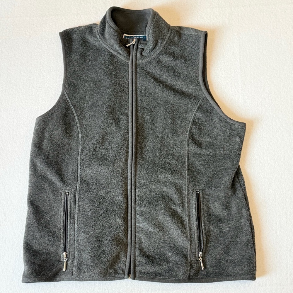 Karen Scott Sport Polar Fleece Dark Gray Vest